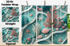 3D recycled plastic, seamless coral design, ocean revival wrap, sustainable texture tumbler, 3D eco pattern, plastic conservation theme, seamless zero waste, coral regeneration design, 3D ocean texture, eco conscious wrap
