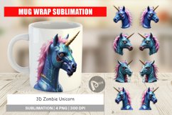Mug Wrap Design 3D Zombie Unicorn Product Image 1