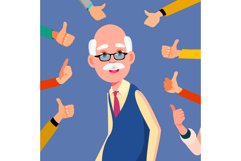 Thumbs Up Old Man Vector. Public Respect. Business Product Image 1