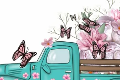 Sublimation Design | Turquoise Truck | Floral Art Product Image 2