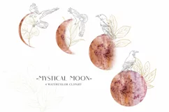 Watercolor moon phase clipart. Line art illustration Product Image 1