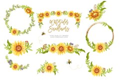 Sunflower Greenery and Bee clipart Product Image 4