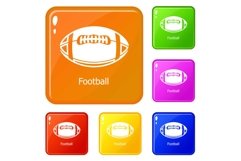 Rugby ball icons set vector color Product Image 1