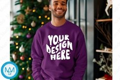 Purple men Sweatshirt empty space Mockup, christmas Gildan Product Image 1