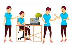 Office Worker Vector. Woman. Modern Employee Product Image 1