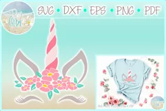 Unicorn Face with Flowers	SVG | Unicorn SVG Product Image 1