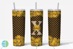 Sunflower Monogram Skinny Tumblers Alpha Sublimation Design Product Image 25