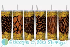 Skinny Tumbler Sublimation Design - Sunflower Leopard Print Product Image 1