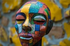 Colorful mosaic art head sculpture Product Image 1