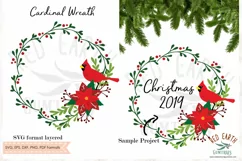 Cardinal wreath Christmas, holidays laurel SVG,DXF,PNG,EPS Product Image 3