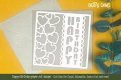 Happy Birthday paper cut design SVG / DXF / EPS / PNG files Product Image 1