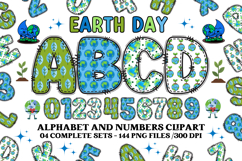 Earth Day Alphabet png clipart, earth day letters doodle Product Image 1