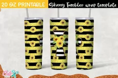Striped cross with sunflower day 20 Oz. Skinny Tumbler Product Image 2