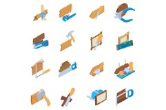 Woodwork icons set, isometric style Product Image 1