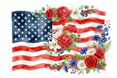 Watercolor American flag patriotic, Memorial Day clipart Product Image 1