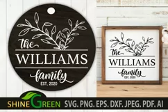 Family Monogram SVG Flower Family Frame for Home, Farmhouse Product Image 1
