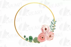 Pink floral watercolor wedding invitation golden frames png. Product Image 12