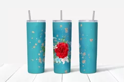 Red Roses sublimation design. Skinny tumbler wrap design. Product Image 4