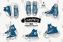 Navy blue sneakers with pearls clipart bundle Product Image 1