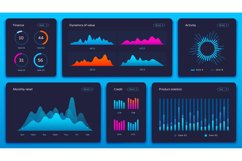 Charts dashboard. Financial analytical chart, futuristic web Product Image 1