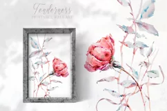 Watercolor red rose flower clipart. Botanical illustration Product Image 1