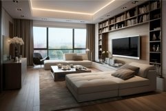 Modern living room interior with city view Product Image 1