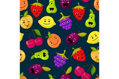 Vector flat fruits with cute faces pattern or background Product Image 1