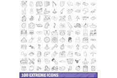 100 extreme icons set, outline style Product Image 1