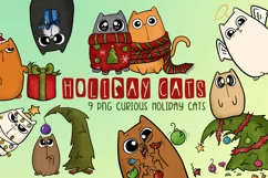 Holiday Cats|Cat Christmas Illustrations|Cat PNG files Product Image 1