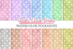 Watercolor Polkadot digital paper, Polkadot patterns, pastel watercolour background, Instant Download for Personal &amp; Commercial Use Product Image 1