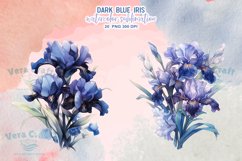 Dark Blue Iris Watercolor Sublimation Clipart Product Image 4