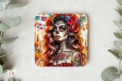 Day of the Dead Coaster, Day of the Dead Square Coaster PNG Product Image 1