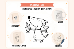 Funny Dachshund Clipart SVG PNG Files Dog Cocktail Party. Product Image 3
