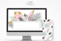 Pink and Green Tropical Leaves Clipart Product Image 4