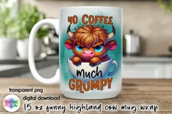 Funny Highland Cow Mug Wrap, Sarcastic Coffee Mug Print Product Image 1