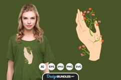 Hand with Flowers for T-Shirt Design Product Image 1