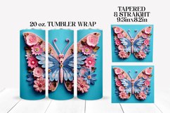 3D Floral Butterfly Tumbler Wrap Sublimation Design Product Image 1