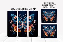 3D Floral Butterfly Tumbler Wrap Sublimation Design Product Image 1