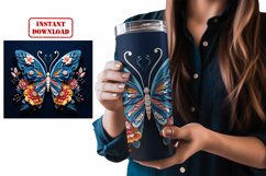 3D Floral Butterfly Tumbler Wrap Sublimation Design Product Image 2