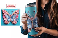 3D Floral Butterfly Tumbler Wrap Sublimation Design Product Image 2