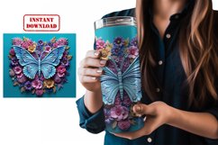3D Floral Butterfly Tumbler Wrap Sublimation Design Product Image 2