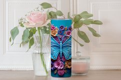 3D Floral Butterfly Tumbler Wrap Sublimation Design Product Image 3