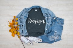 Gildan 64000 Softstyle Dark Heather Grey T-shirt Mockup Product Image 1