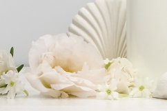 Cosmetics mockup with white flowers, bottle contain Product Image 2