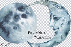 Frozen Moon Ice Moon Hand Painted Watercolor Sublimation PNG Product Image 4