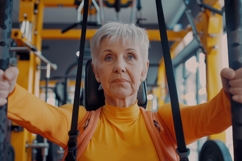 Old Lady Exercise a Gym Background Wallpaper Product Image 1
