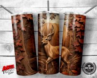 3D Rustic Leather Deer | 20oz Tumbler | Sublimation Design Product Image 3