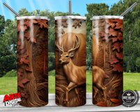 3D Rustic Leather Deer | 20oz Tumbler | Sublimation Design Product Image 2