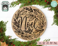 Christmas SVG File, Noel SVG, Round Christmas Sign SVG File Product Image 2