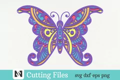 3D Butterfly Mandala Svg, 3D Layered Butterfly Mandala Svg Product Image 1